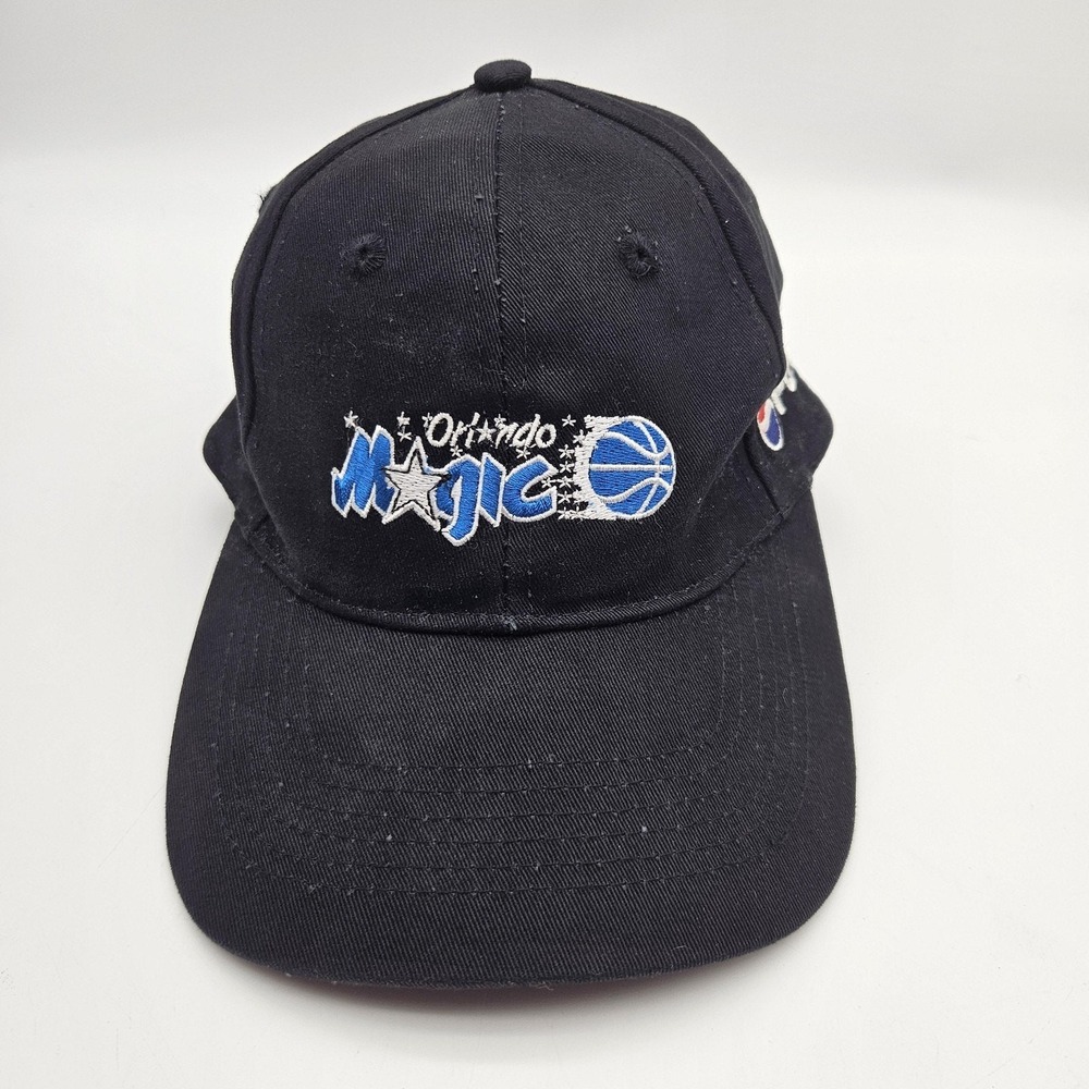 Vintage Orlando Magic Hat Cap Strap Back Black Pepsi‎ NBA Basketball Mens 90s